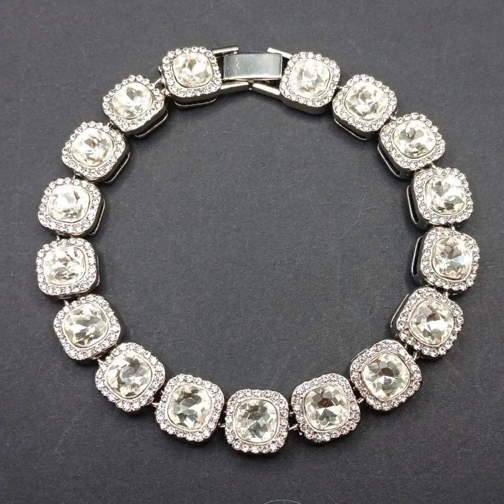 Bling Iced Out Silver With Rhinestones Bracelet For Women Or‎ Men. New